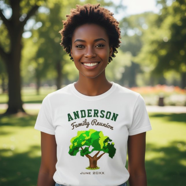 Green Tree Custom Name Family Reunion T-Shirt (Creator Uploaded)