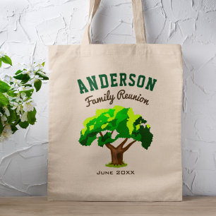 Green Tree Custom Name Family Reunion Tote Bag