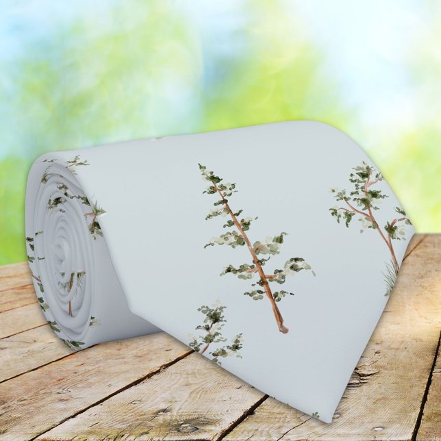 Green Tree Forest Pattern Tie (Close up)