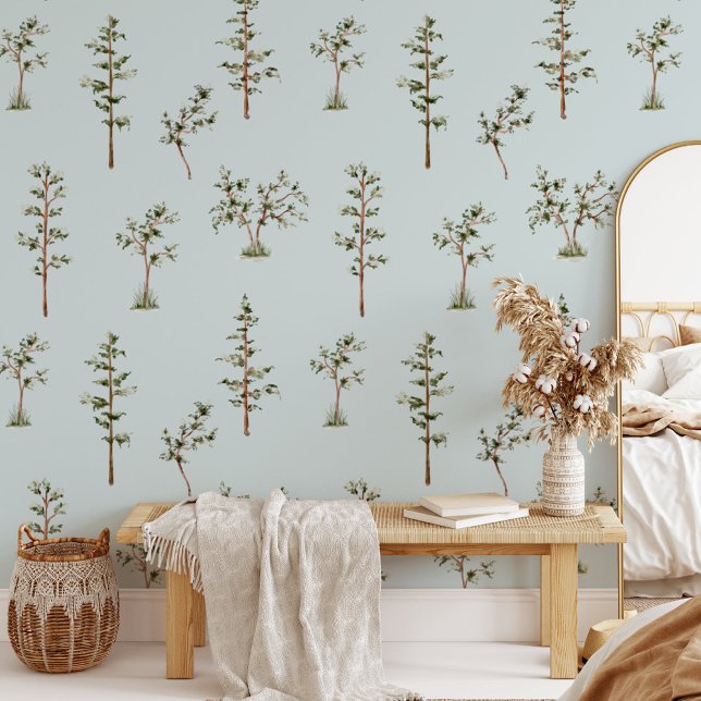 Green Tree Forest Pattern Wallpaper (In situ)