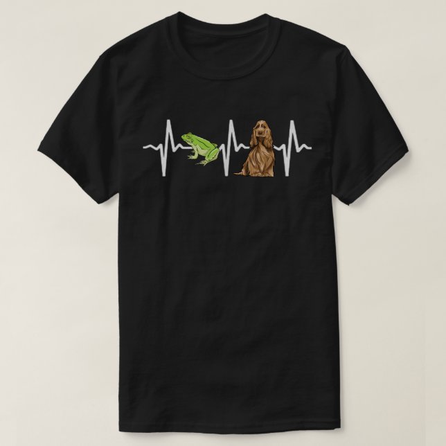 Green Tree Frog English Cocker Spaniel Heartbeat D T-Shirt (Design Front)