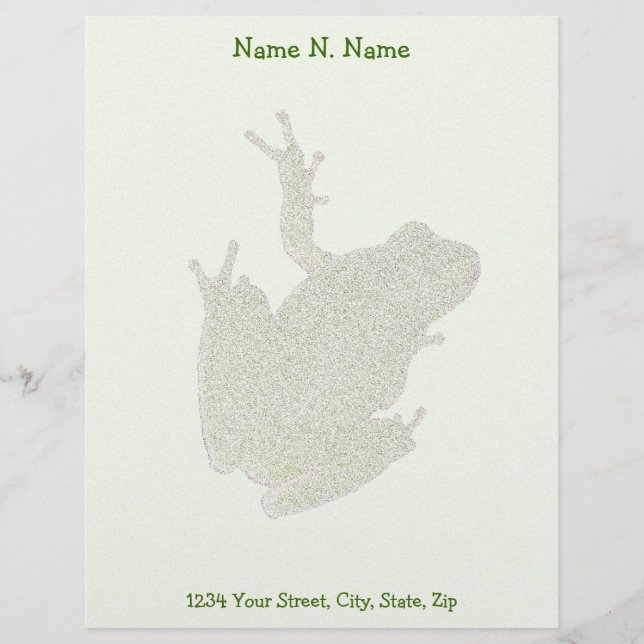 Green Tree Frog Letterhead Stationery (Front)