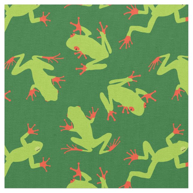 Green Tree Frog Patterned Fabric (Close Up)