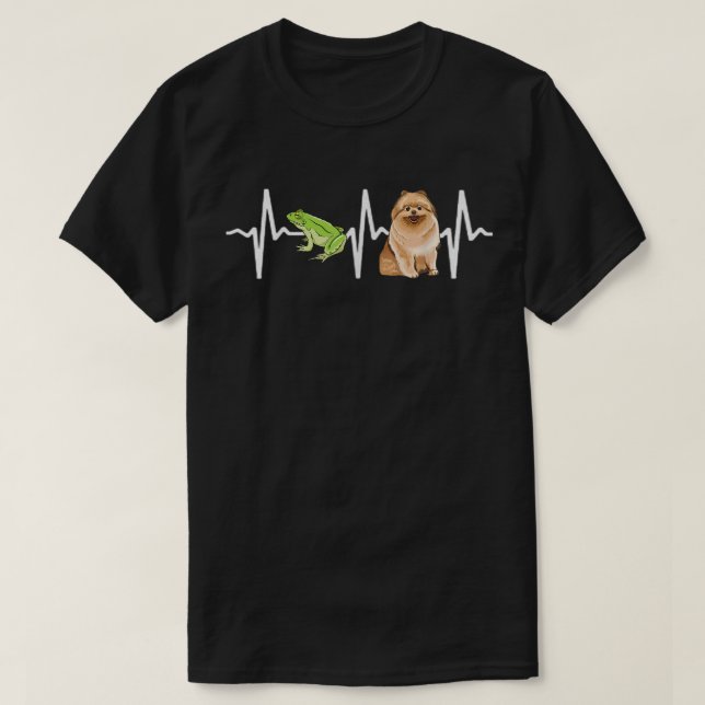 Green Tree Frog Pomeranian Heartbeat Dog Lover T-S T-Shirt (Design Front)