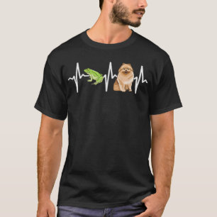 Green Tree Frog Pomeranian Heartbeat Dog Lover T-S T-Shirt