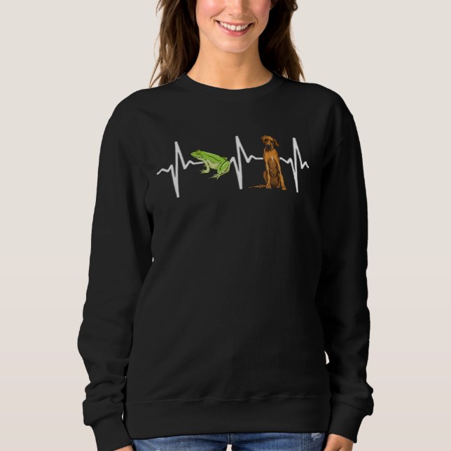 Green Tree Frog Rhodesian Ridgeback Heartbeat Dog Sweatshirt (Front)
