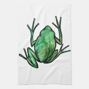 Green Tree Frog Tea Towel