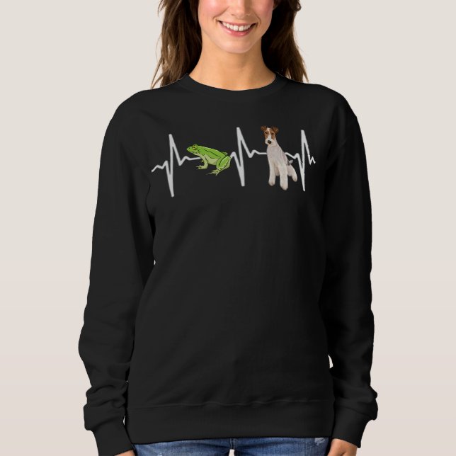 Green Tree Frog Wire Fox Terrier Heartbeat Dog Sweatshirt (Front)