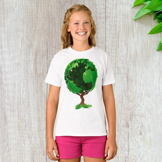 Green Tree Globe Girls T-Shirt (Creator Uploaded)