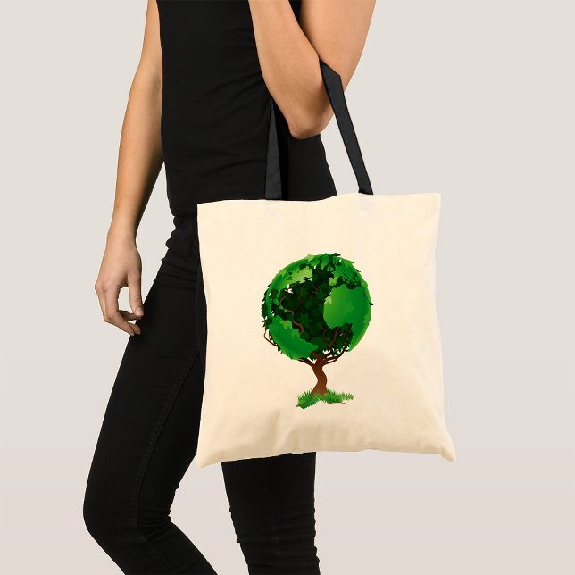 Green Tree Globe Tote Bag (Creator Uploaded)