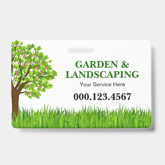 Green Tree Grass Landscaping Service Business ID Badge (Front)