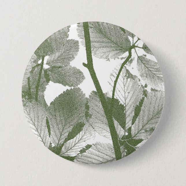 GREEN TREE LEAVES 7.5 CM ROUND BADGE (Front)