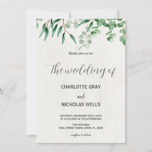 Green tree leaves Wedding Invitations