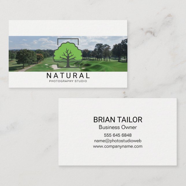 Green Tree Logo | Golf Course Landscape Business Card (Front/Back)