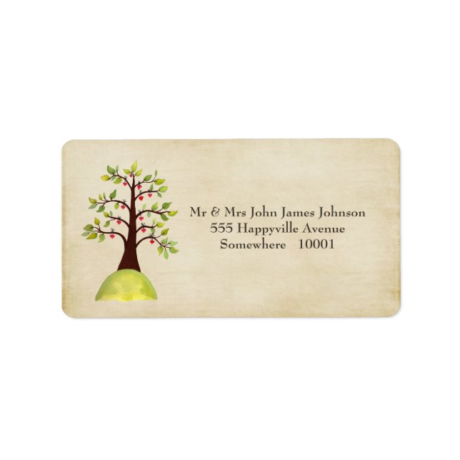 Green Tree Monogram Wedding Return Address Labels (Front)