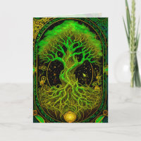 Green Tree of Life Ornate Graphic Arts Card