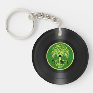 Green Tree of Life Personalised Vinyl Record Key Ring