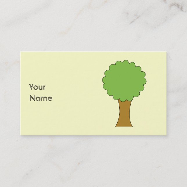 Green Tree. On cream background. Business Card (Front)