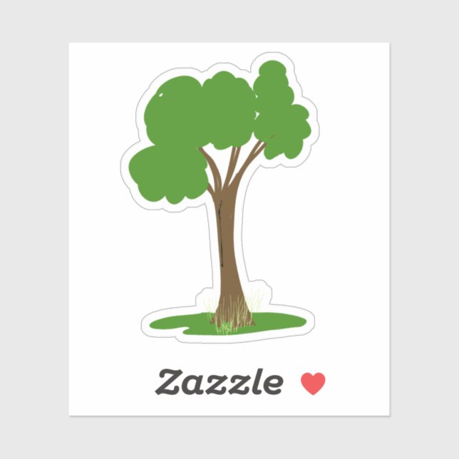 Green tree on grass sticker (Sheet)
