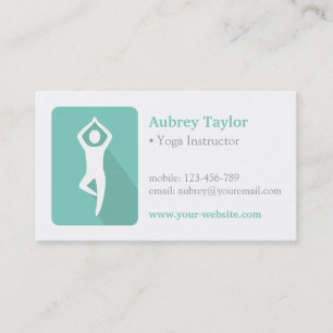 Green Tree Pose Logo Yoga Business Cards