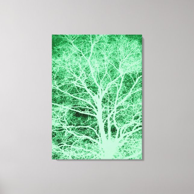 Green tree silhouette canvas print (Front)