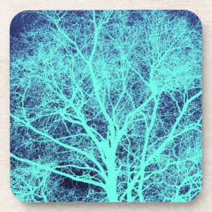 Green tree silhouette coaster