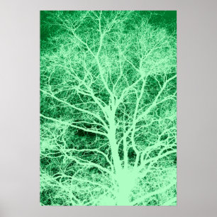 Green tree silhouette poster