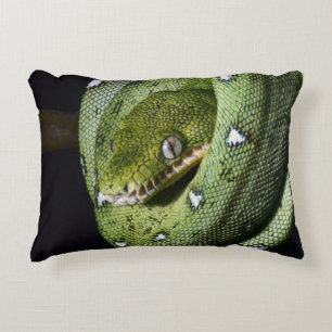 Green tree snake emerald boa in Bolivia Decorative Cushion