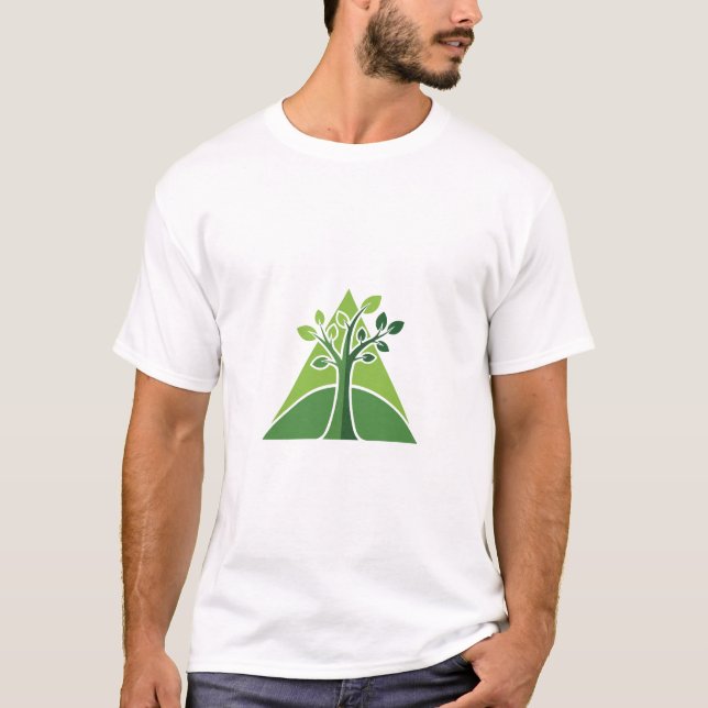 Green Tree Triangle Nature Lover Minimalist Tee (Front)