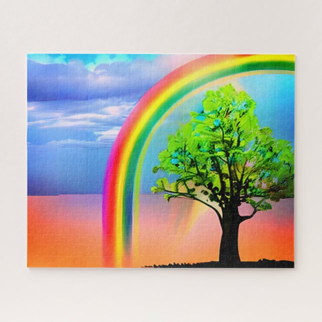 Green Tree Under a Rainbow Jigsaw Puzzle (Horizontal)