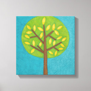 Green Tree with Yellow Leaves by Chariklia Zarris Canvas Print