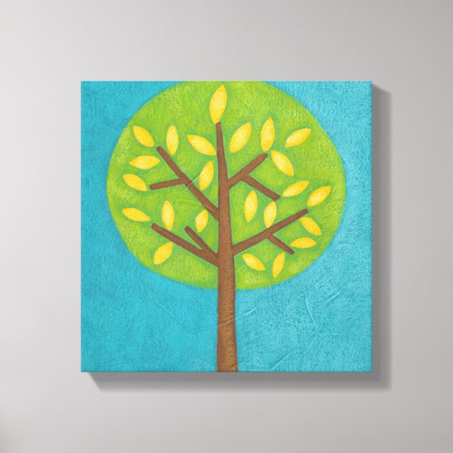 Green Tree with Yellow Leaves by Chariklia Zarris Canvas Print (Front)