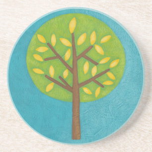 Green Tree with Yellow Leaves by Chariklia Zarris Coaster