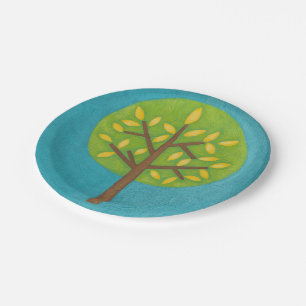 Green Tree with Yellow Leaves by Chariklia Zarris Paper Plate
