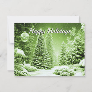 Green Trees Christmas Balls Holiday Postcard