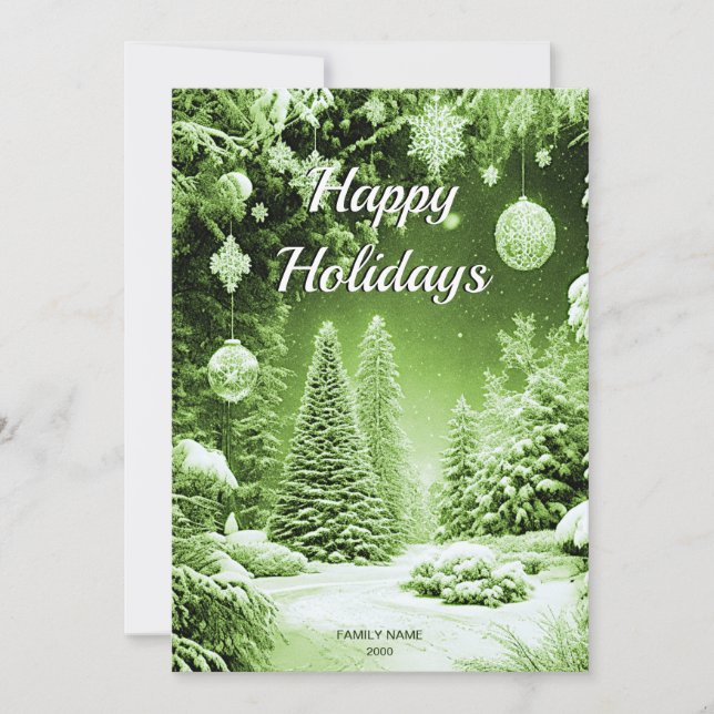 Green Trees Christmas Card (Front)