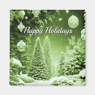  Green Trees Holiday Christmas Magnet