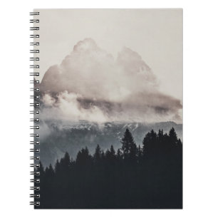 GREEN TREES ON MOUNTAIN UNDER WHITE CLOUDS NOTEBOOK