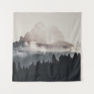 GREEN TREES ON MOUNTAIN UNDER WHITE CLOUDS TAPESTRY