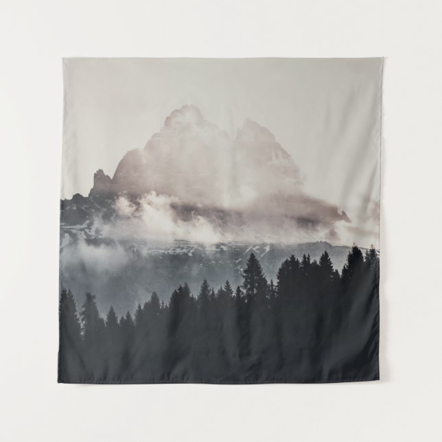 GREEN TREES ON MOUNTAIN UNDER WHITE CLOUDS TAPESTRY (Front)