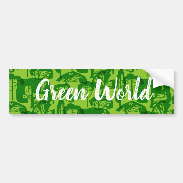 Green trees pattern bumper sticker (Front)