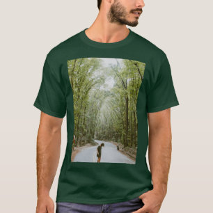 Green Trees Plant Nature Forest Road  T-Shirt