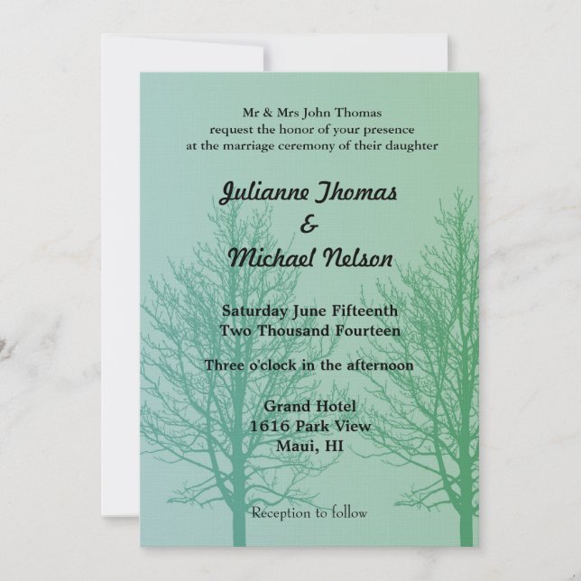 Green Trees Wedding Invitation (Front)