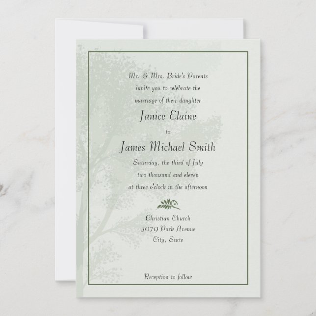 Green Trees Wedding Invitations (Front)