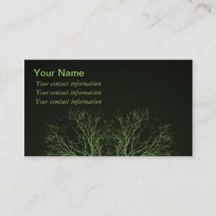 Green Treetops on Black Background Business Cards