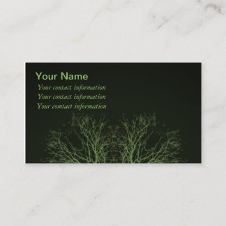 Green Treetops on Black Background Business Cards