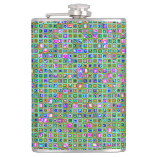 Green 'Trellis' Textured Mosaic Tiles Pattern Hip Flask