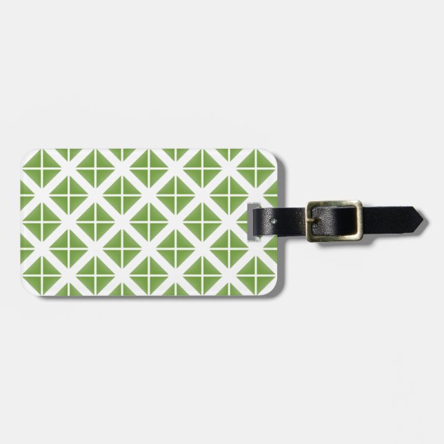 Green Trendy Triangle Pattern Luggage Tag (Front Horizontal)