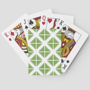 Green Trendy Triangle Pattern Playing Cards