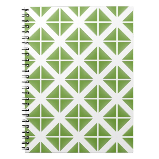 Green Trendy Triangle Pattern Spiral Notebook (Front)